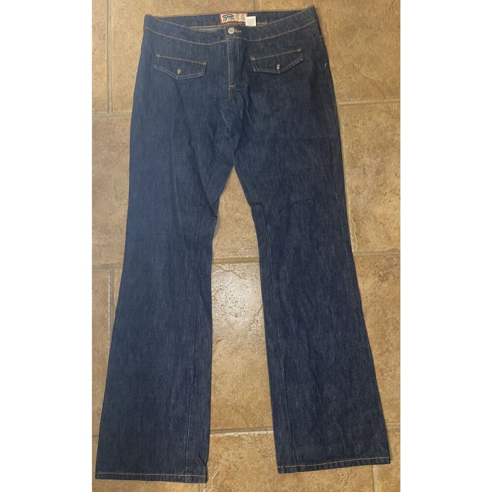 Vintage Old Navy Womens Jeans Dark Wash Boot Cut Front Snap Faux Pockets Size 8
